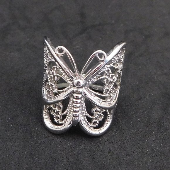 None Jewelry - large silver tone butterfly ring